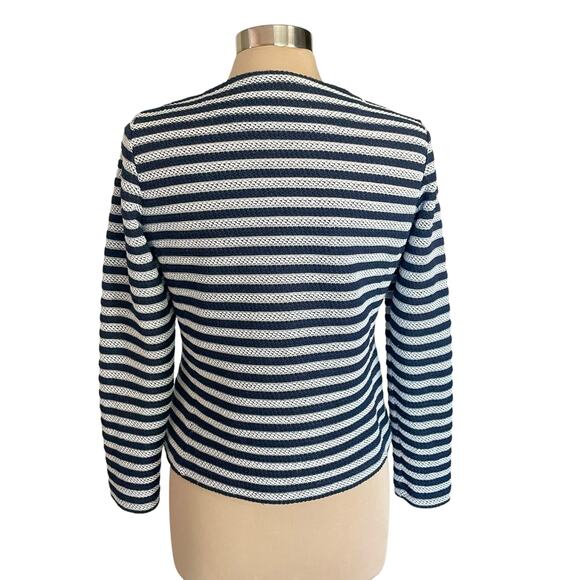 Rabe Navy White Striped Full Zip Cardigan Sweater Sz 8 Nautical Coastal Preppy - Picture 4 of 8